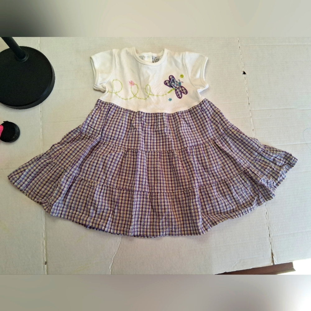 Circo Plaid Dress with Butterfly Embroidery